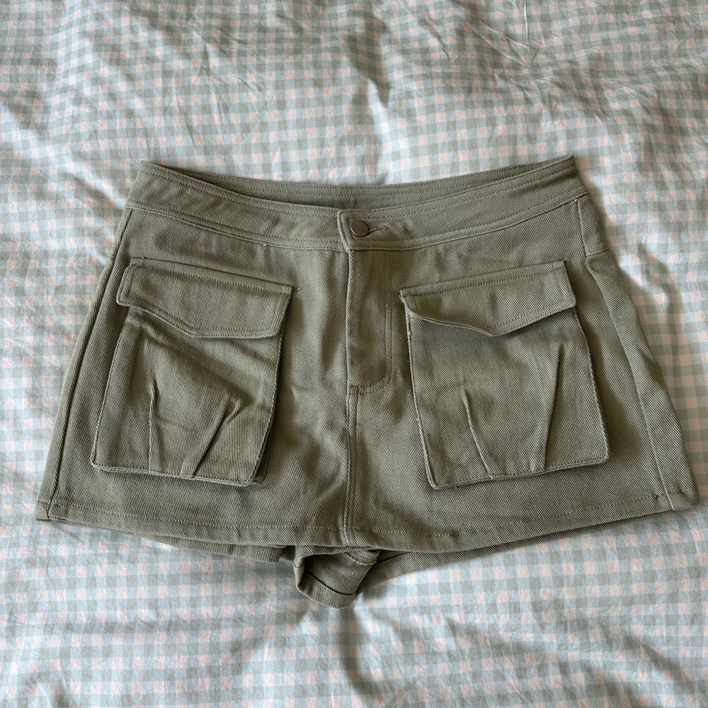 Green Denim Mini Skort